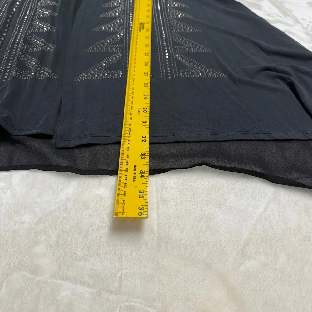 VOCAL USA Black Embellished Sleeveless Vest Rhinestone Sheer Back Medium - Picture 9 of 11